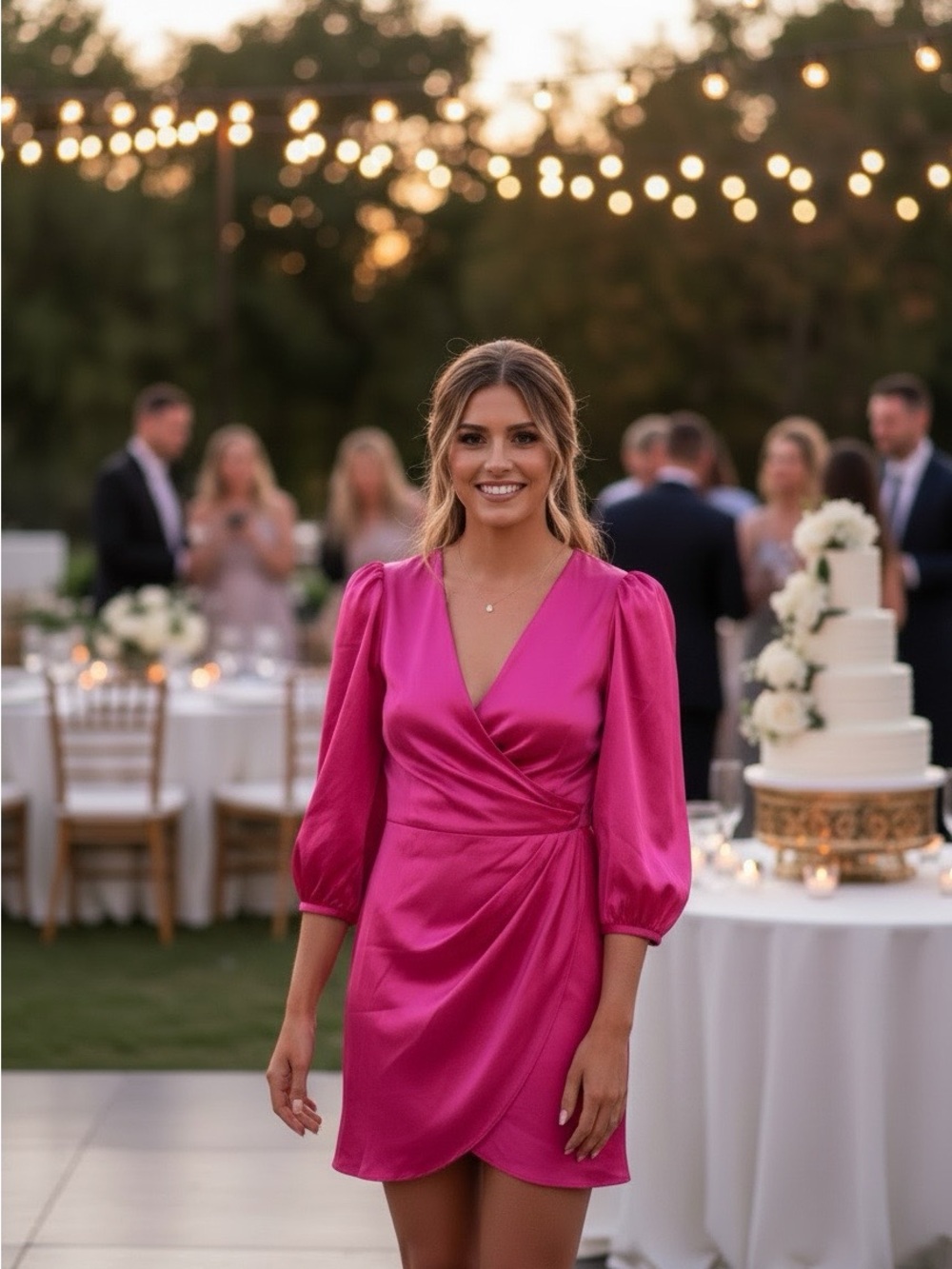 Donna Ricco Hot Pink Satin Mini Dress